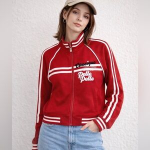 Vintage Pelle Pelle Red Varsity track suit Jacket stripes zip-up size medium